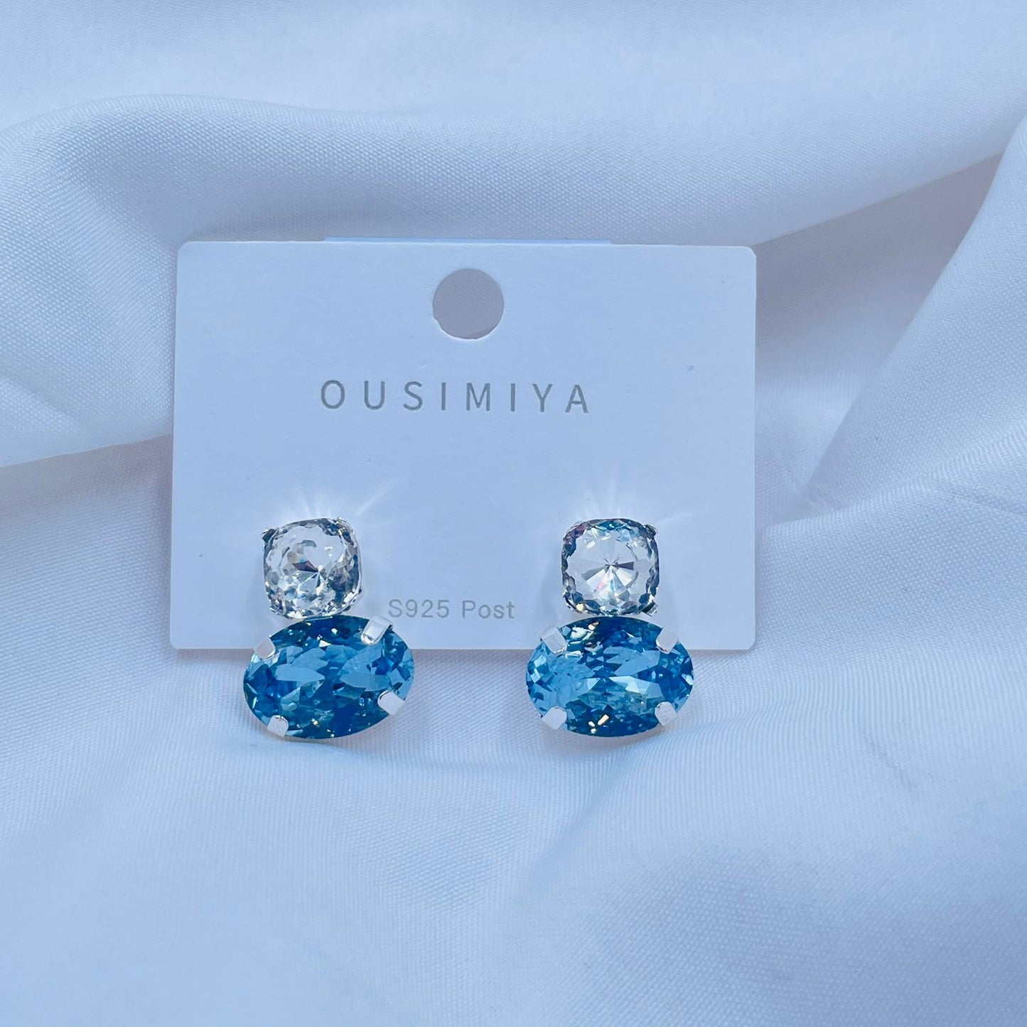 Crystal Stud Sea Blue Earrings
