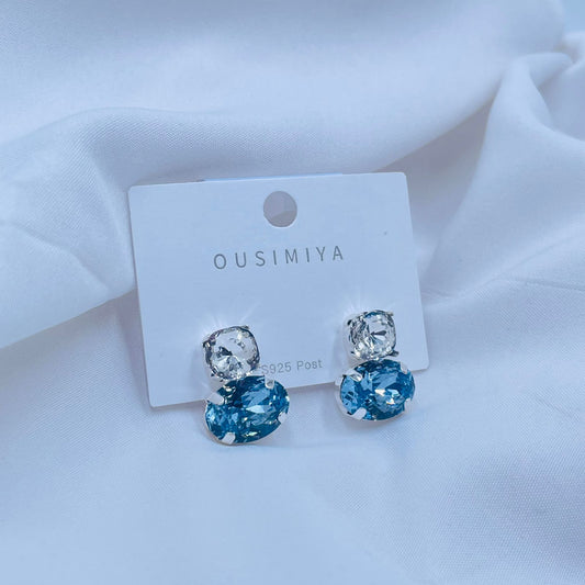 Crystal Stud Sea Blue Earrings