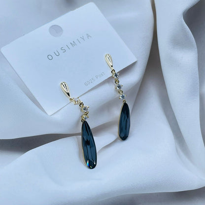 Blue Crystal Water Drop  Earrings