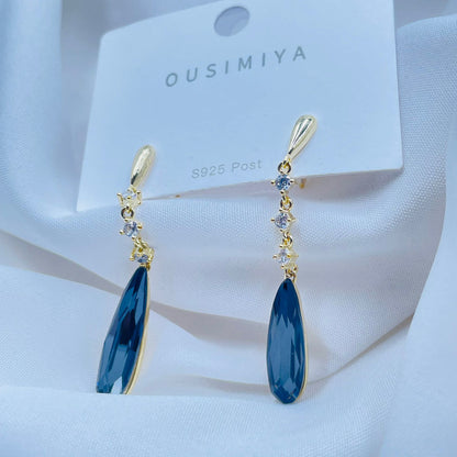 Blue Crystal Water Drop  Earrings