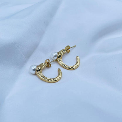 Pearl Hoops  Earrings