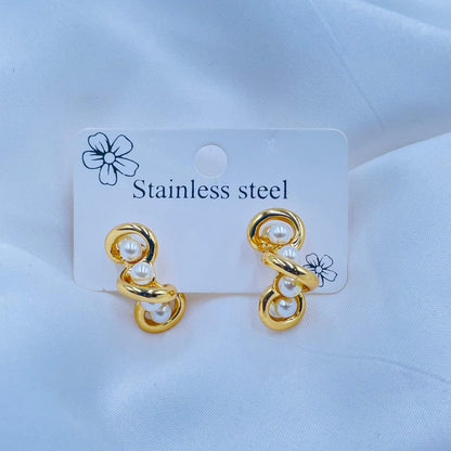 Rope Pearl Hoops Earrings