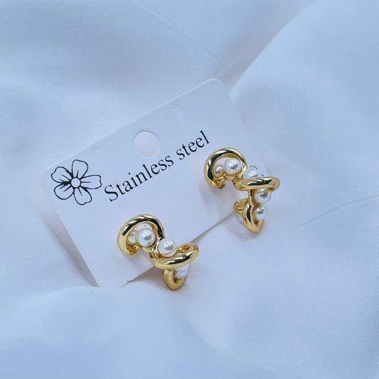 Rope Pearl Hoops Earrings