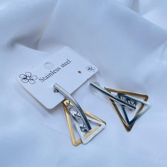 Dual Tone Triwave Earrings