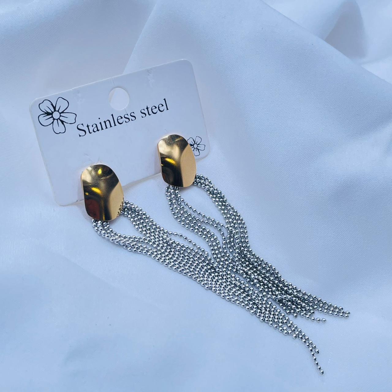 Gold And Silver Tassel  Earrings