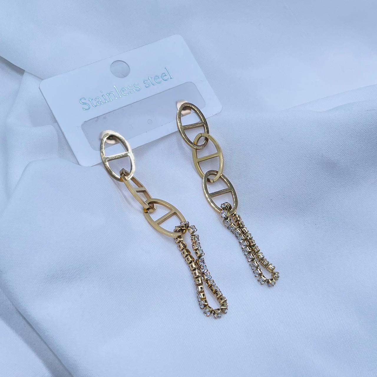Crystal Anchor Dangles Earrings