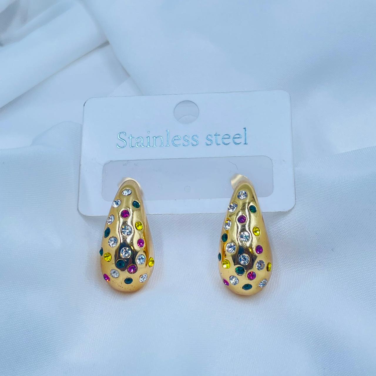 Multi Coloured Tear Drop Earrings