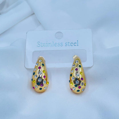 Multi Coloured Tear Drop Earrings
