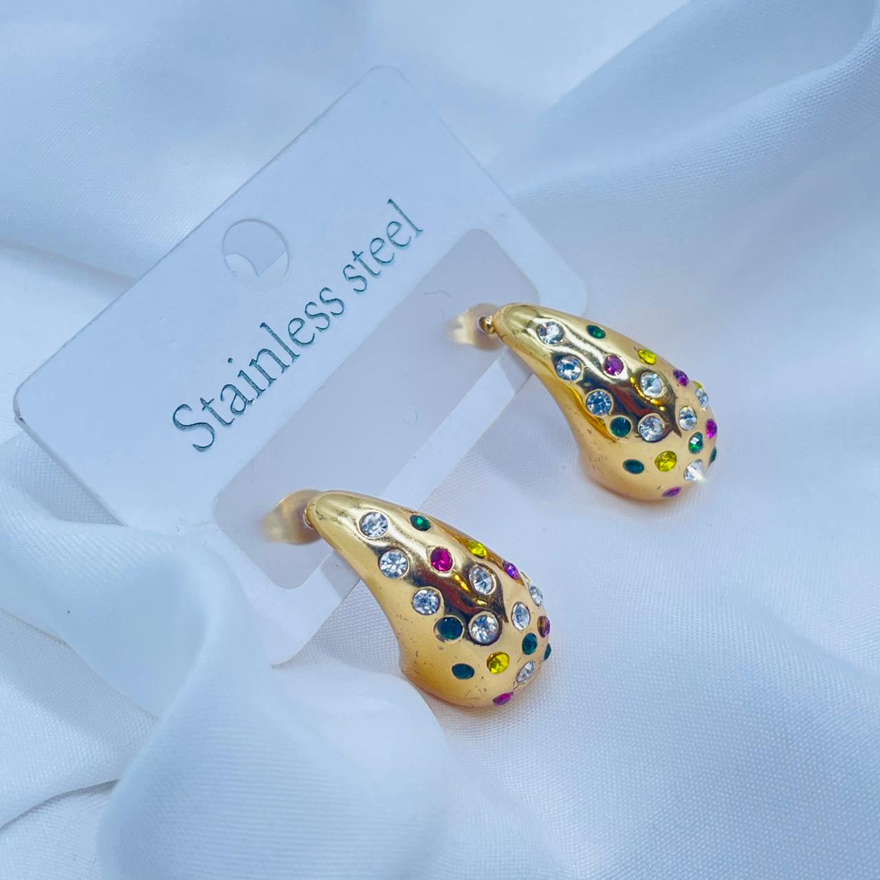 Multi Coloured Tear Drop Earrings
