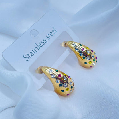 Multi Coloured Tear Drop Earrings