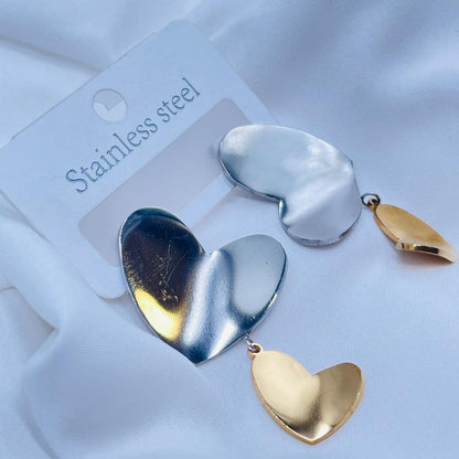 Duo-Tone Heart Earrings