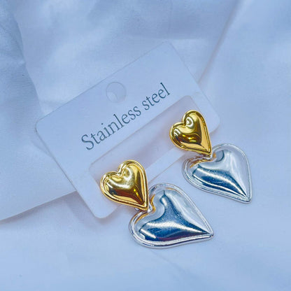 Dou-Tone Heart Earrings