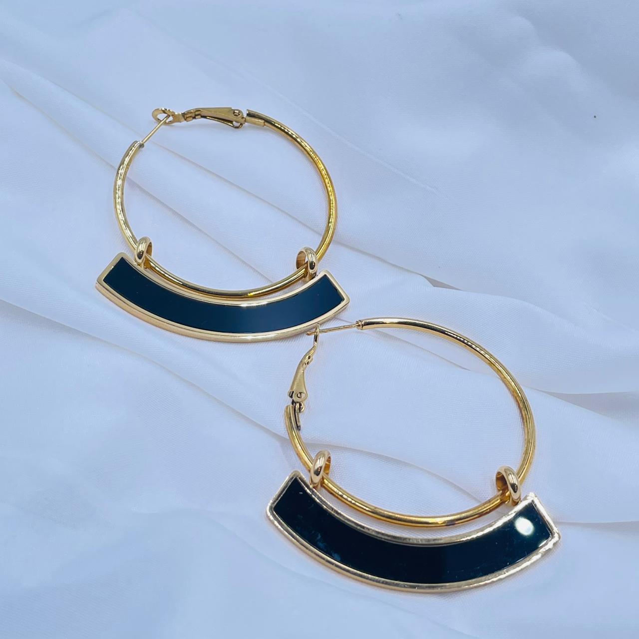 Golden Black Hoops