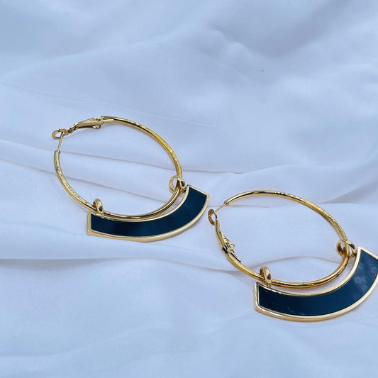 Golden Black Hoops