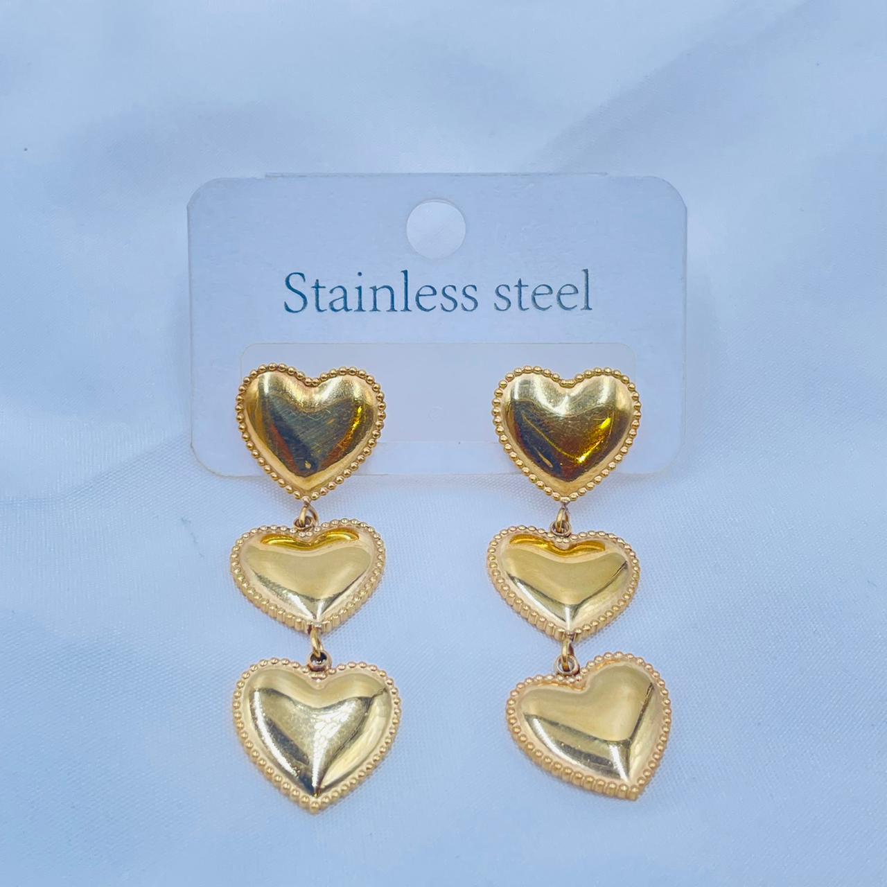 Triple Heart Earrings