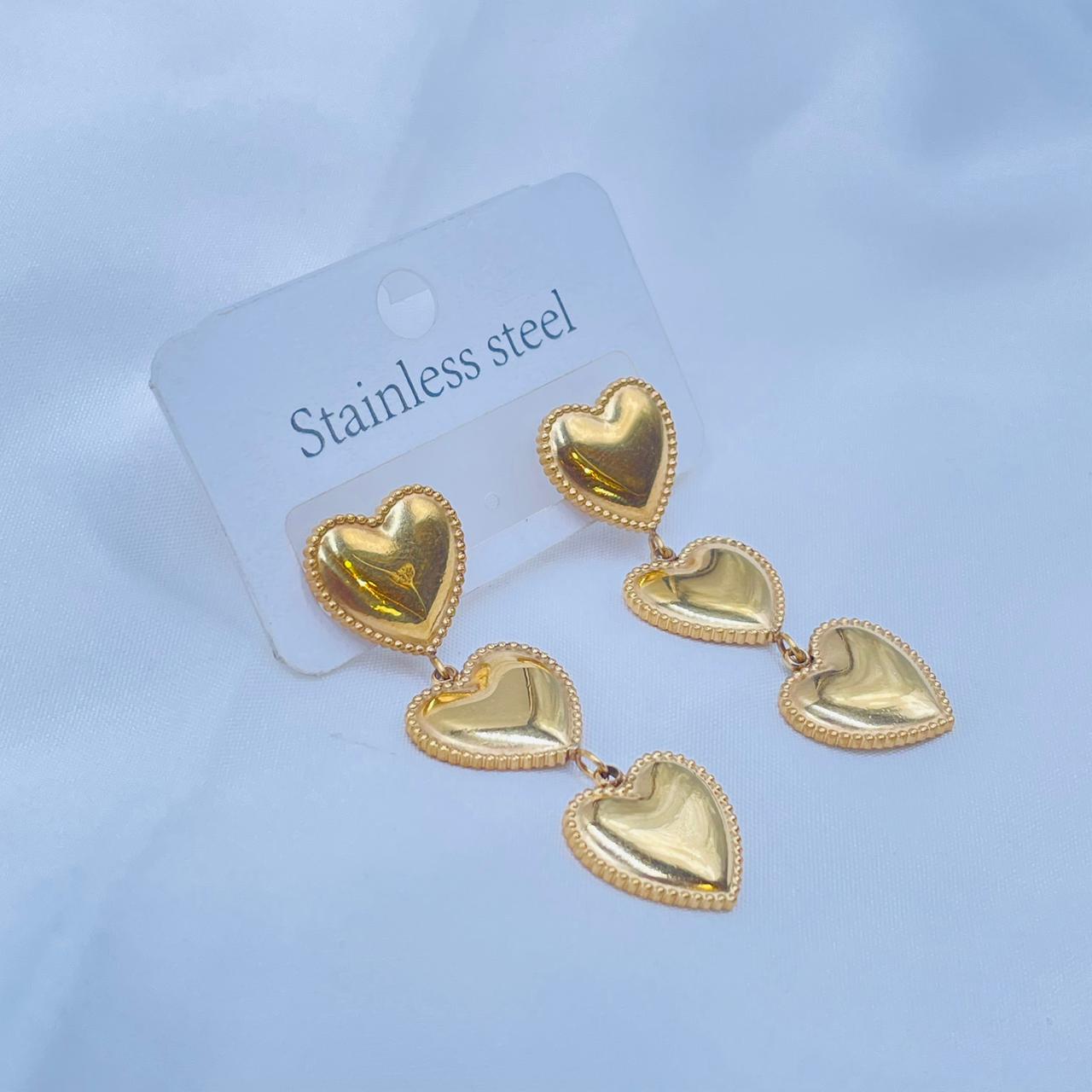 Triple Heart Earrings