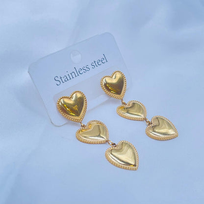 Triple Heart Earrings