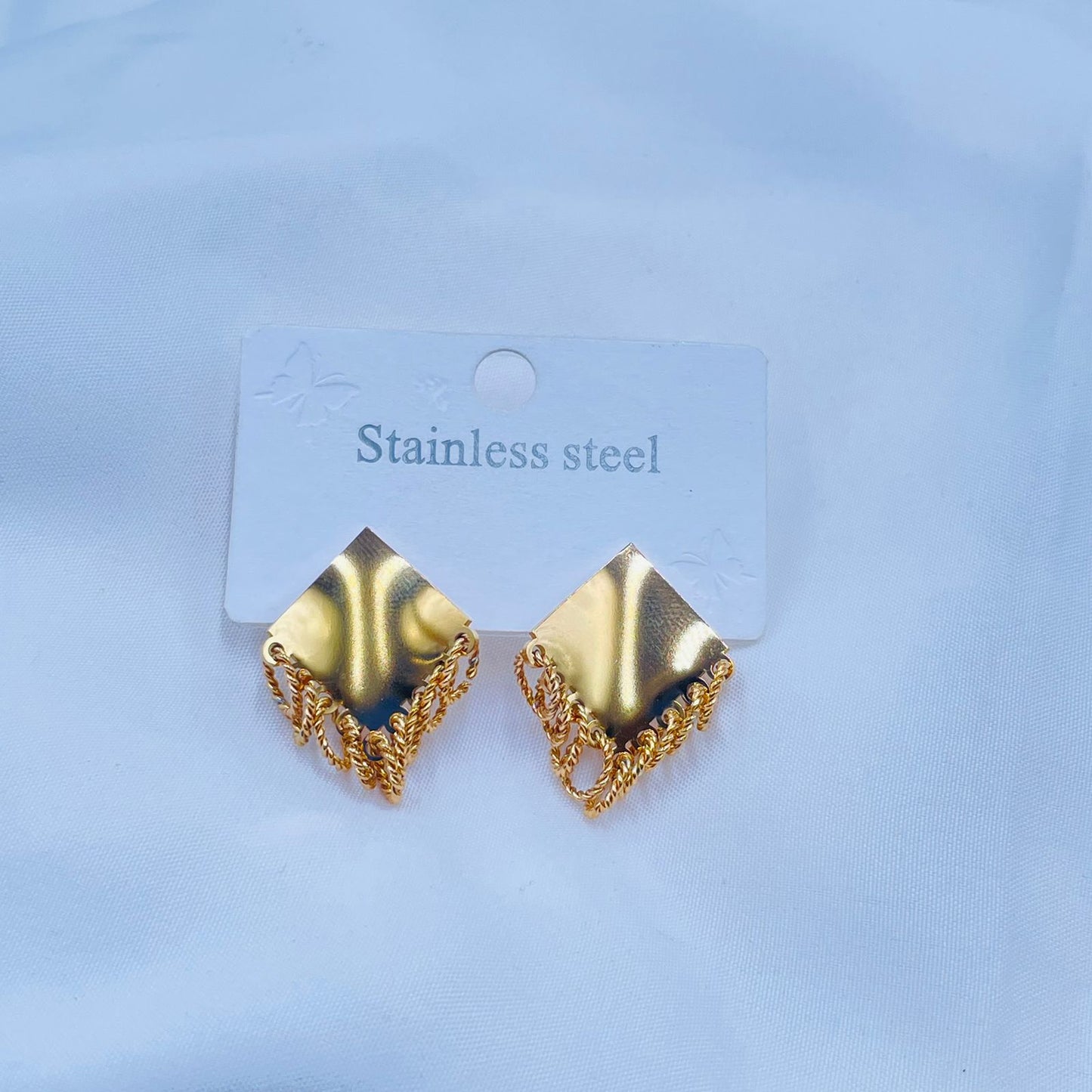 Golden Square Chains Earrings