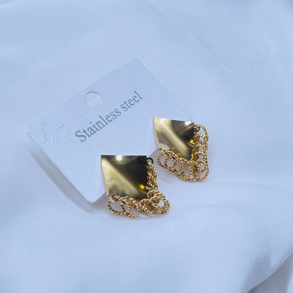 Golden Square Chains Earrings