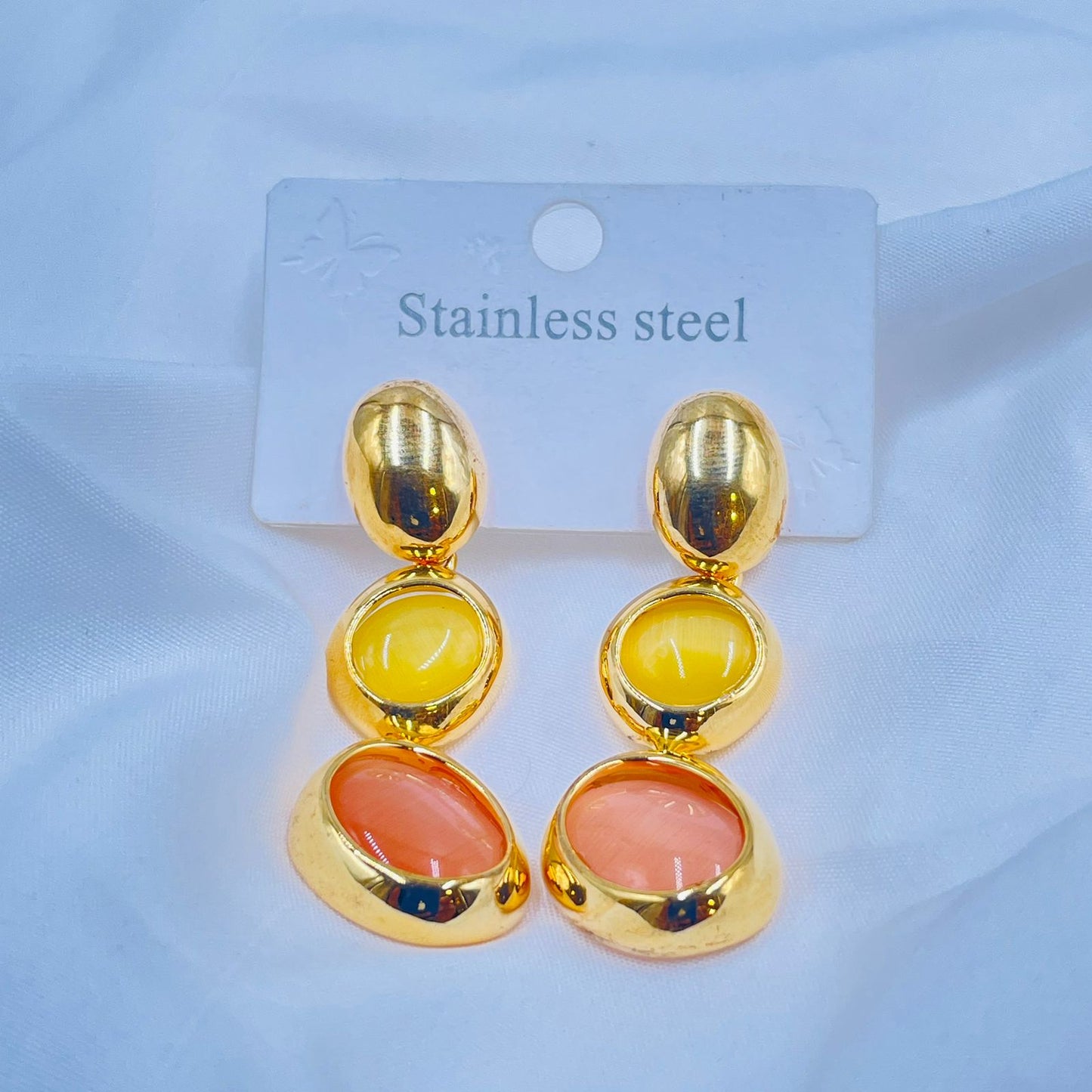 Gold And Multicolored Drop Earrings