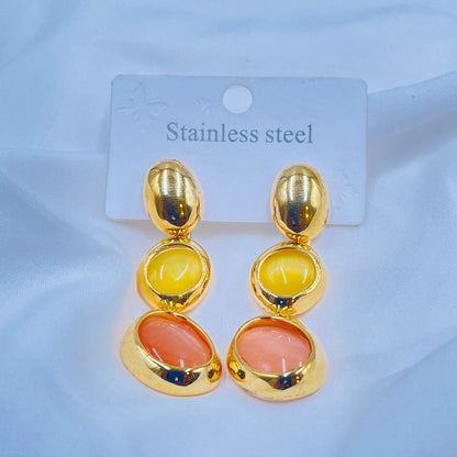 Gold And Multicolored Drop Earrings