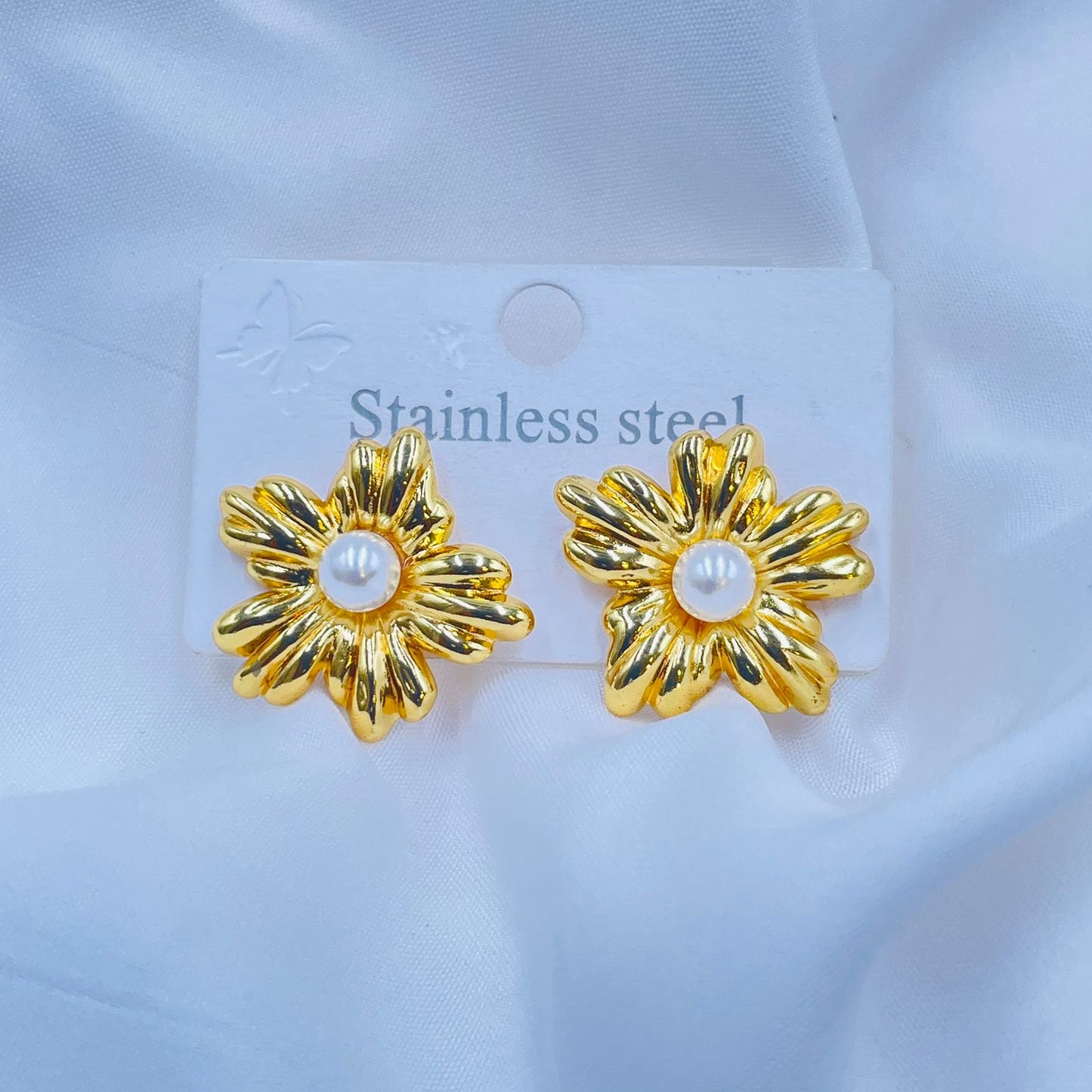 Gold Sunflower Shaped Earrings