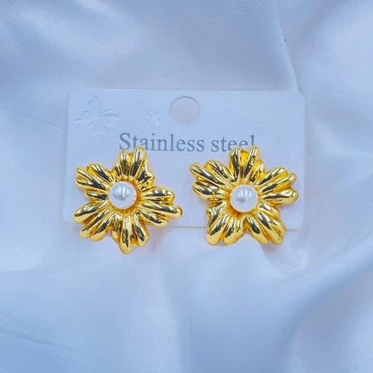 Gold Sunflower Shaped Earrings