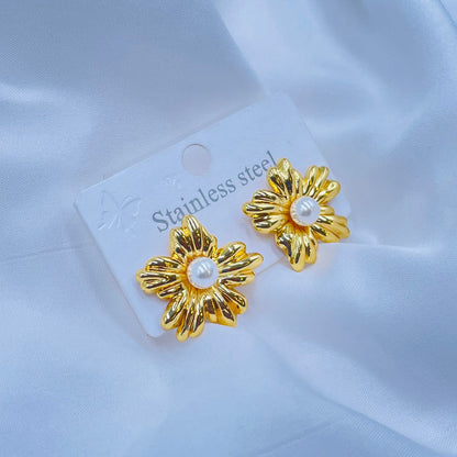 Gold Sunflower Shaped Earrings