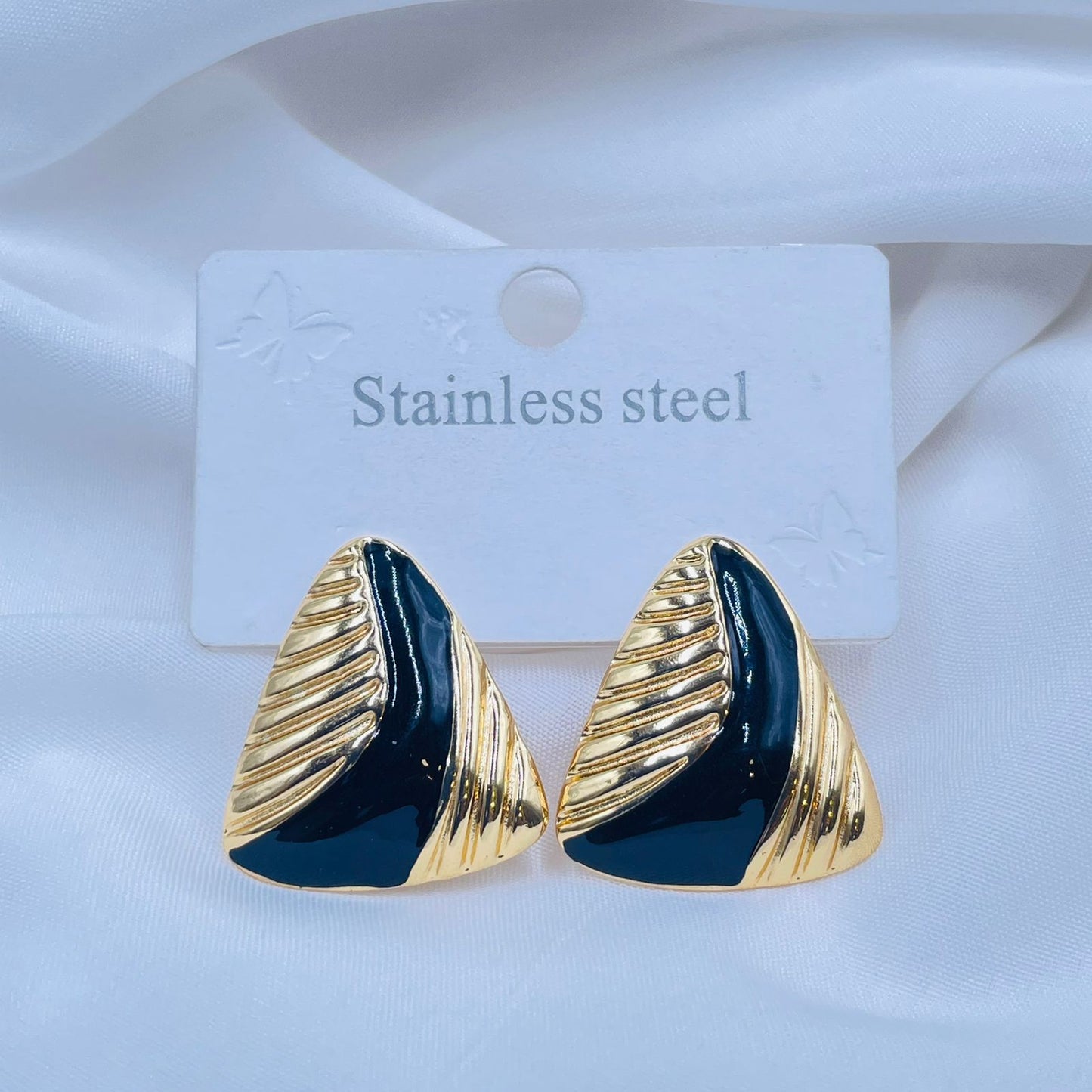 Gold And  Black  Earrings