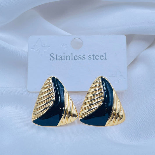 Gold And  Black  Earrings