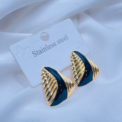 Gold And  Black  Earrings