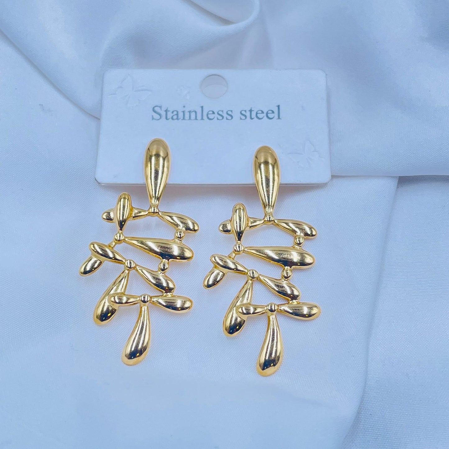 Gold Leaf Drop Earrings