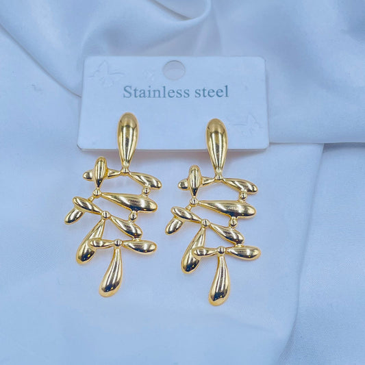 Gold Leaf Drop Earrings