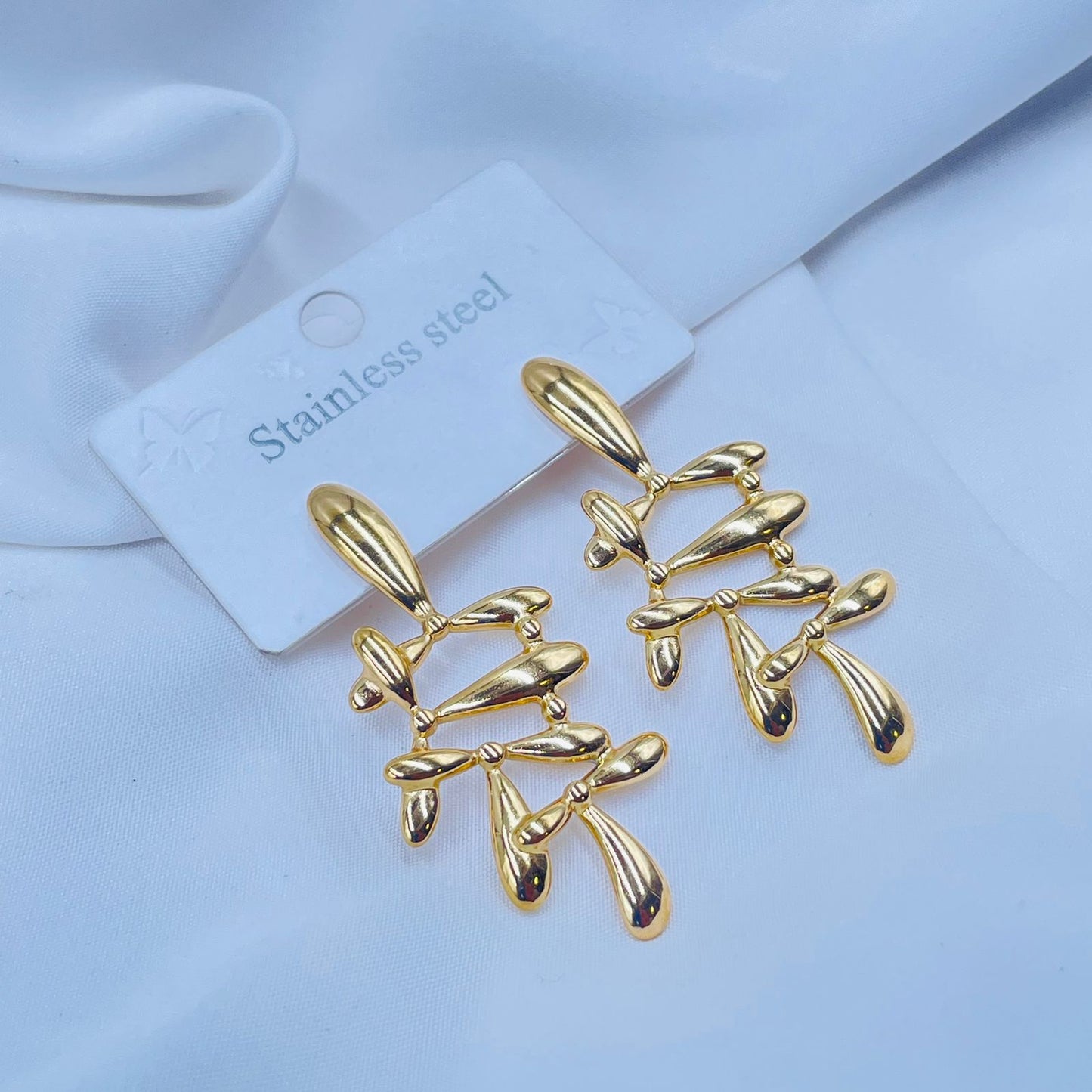 Gold Leaf Drop Earrings