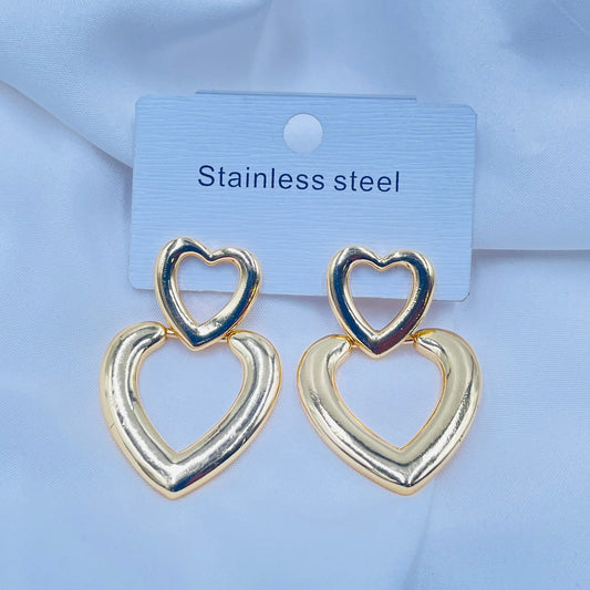 Double Heart Stud Earrings