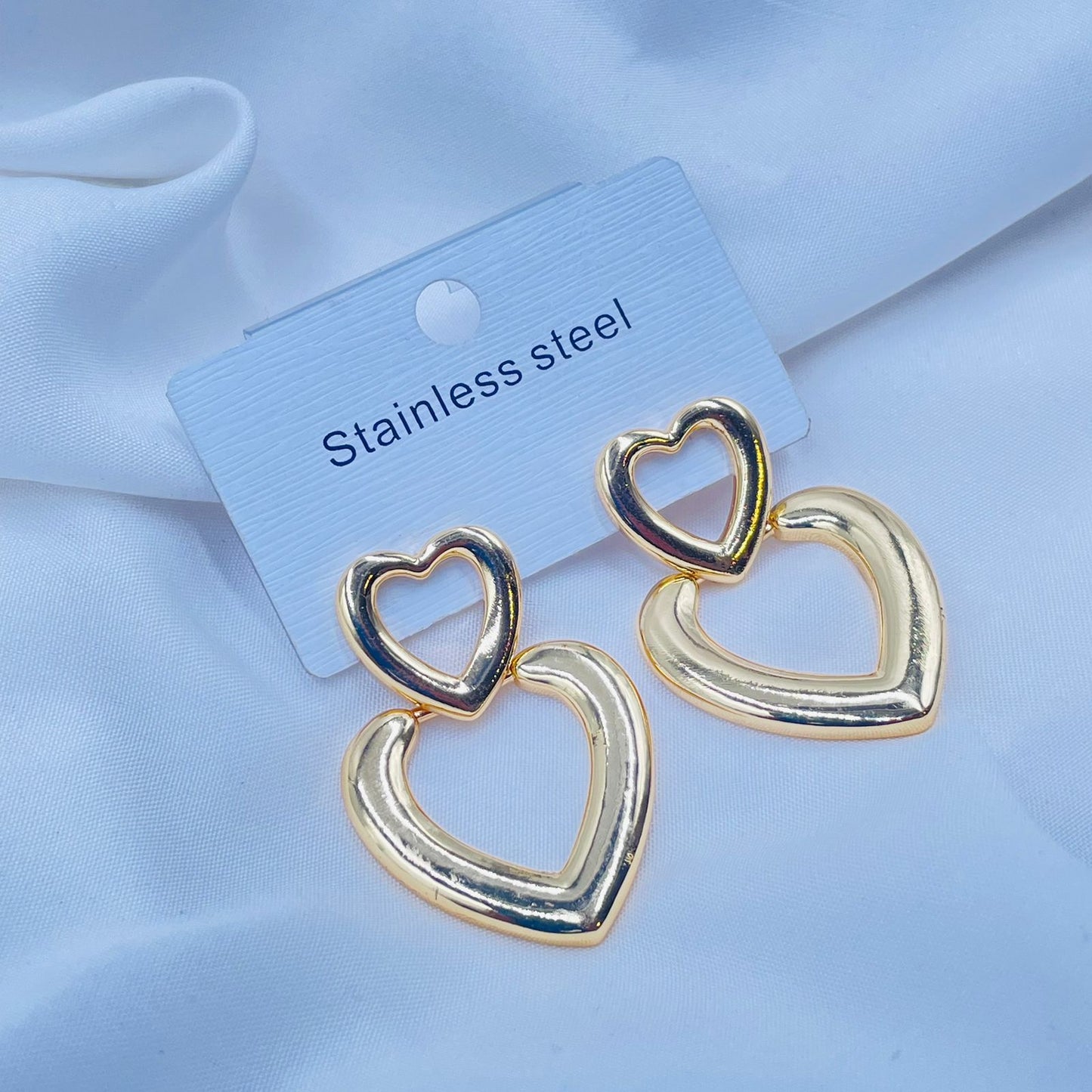 Double Heart Stud Earrings