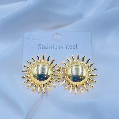 Gold Sun Shaped Earrings