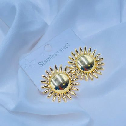 Gold Sun Shaped Earrings