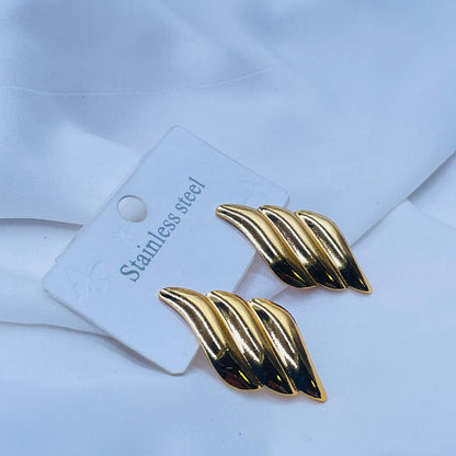 Gold Tone Swirl Stud Earrings