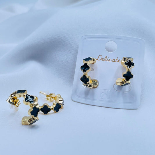 Black Clover Hoop Earrings