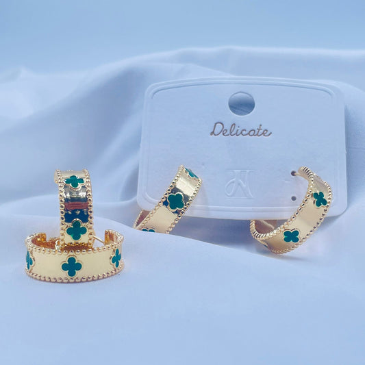 Emerald  Green Clover Hoops