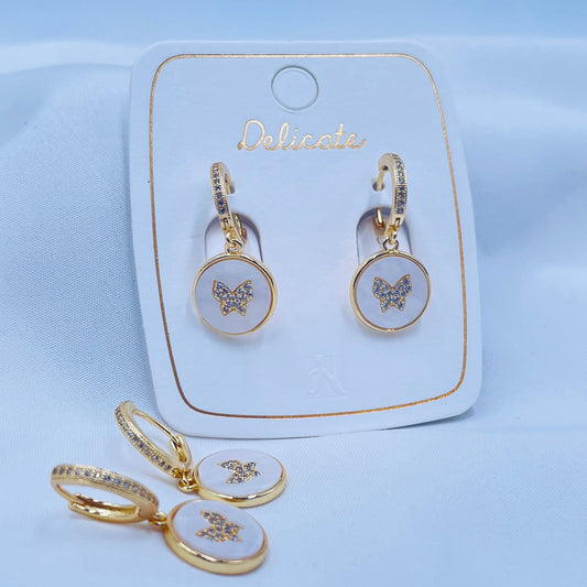 Golden Butterfly Hoops
