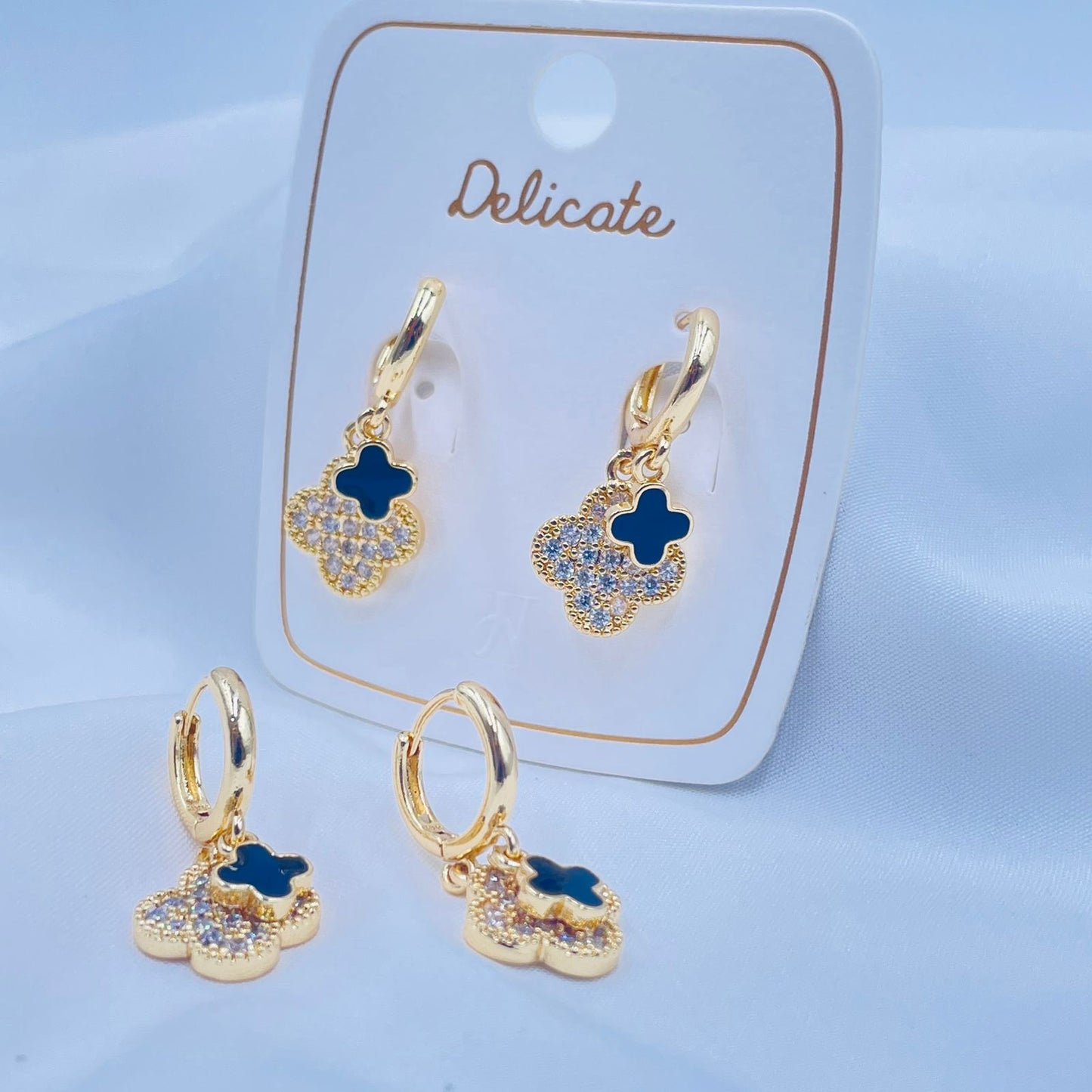 Quatrefoil Drop Hoop Earrings