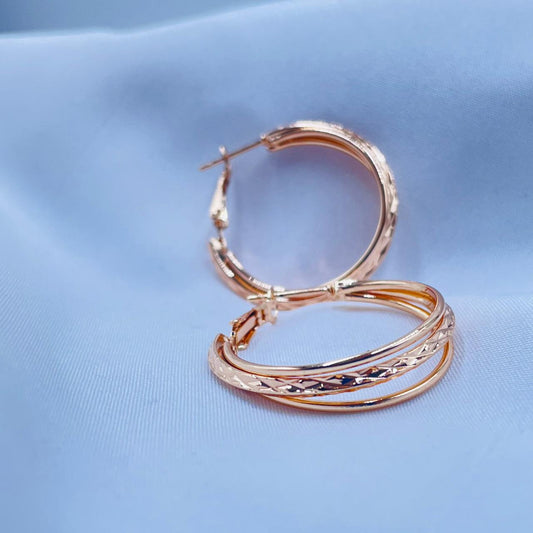 Spiral Rose Gold Hoop Earrings