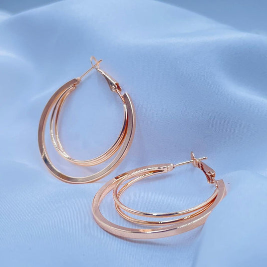 Twin Glow Rose Gold Hoop Earrings