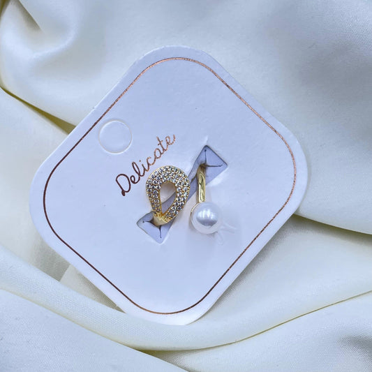 Golden Pave Pearl Ring