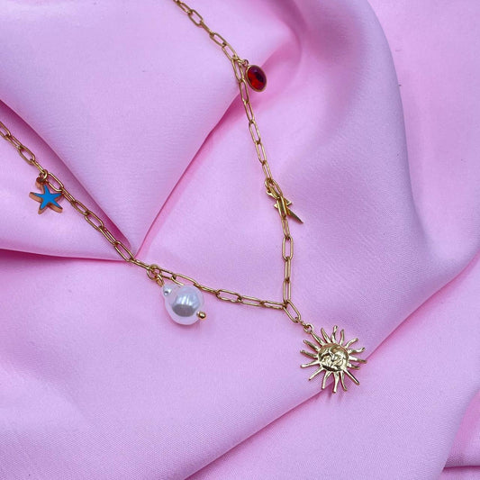 Sun & Star Charm Necklace