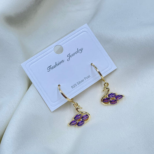 Purple Swan  Earrings