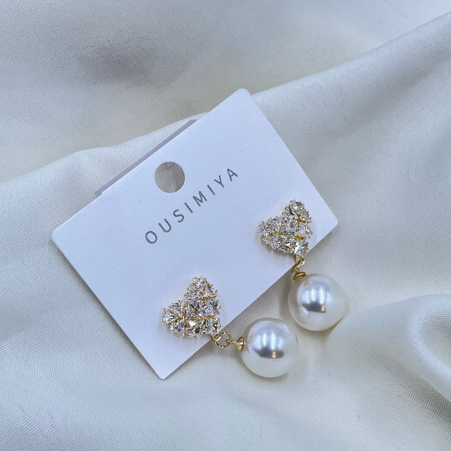 Pearl And Heart Earrings