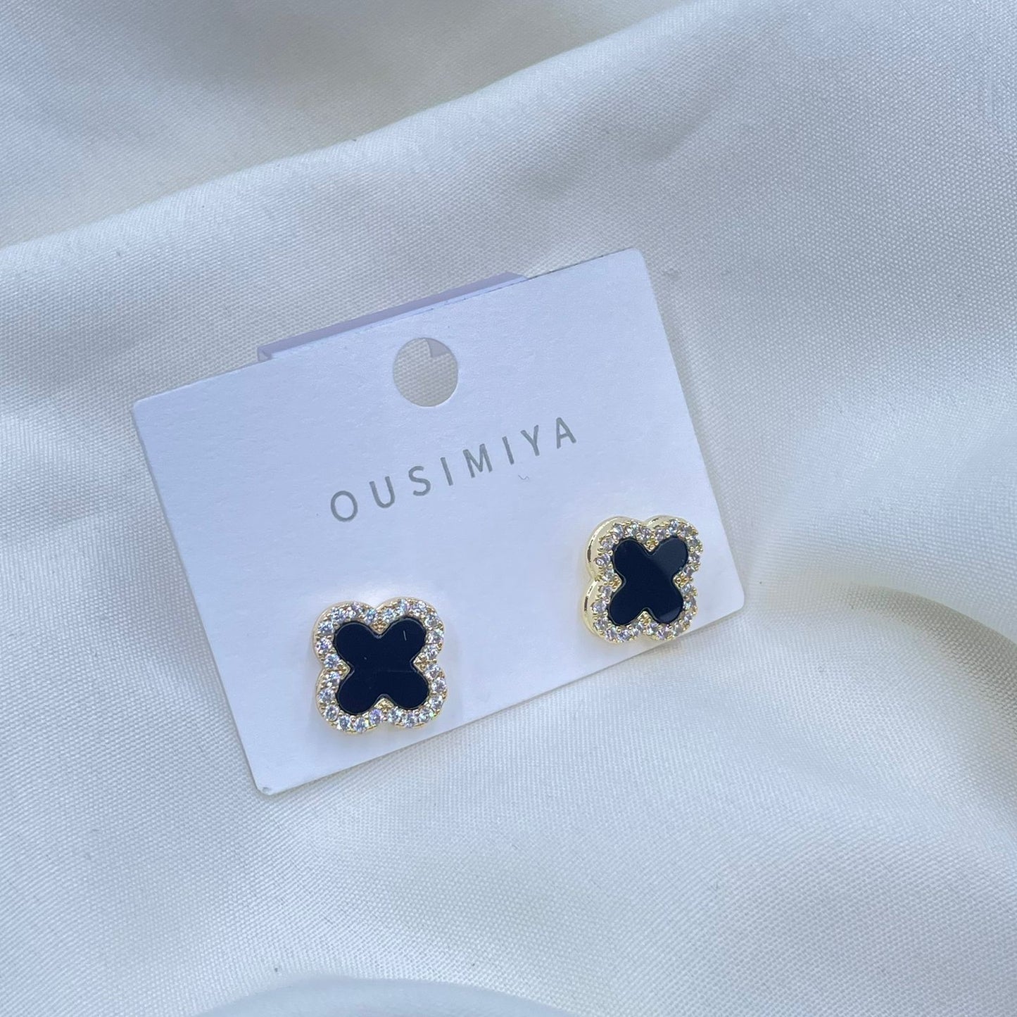 Black Petal Stud Earrings